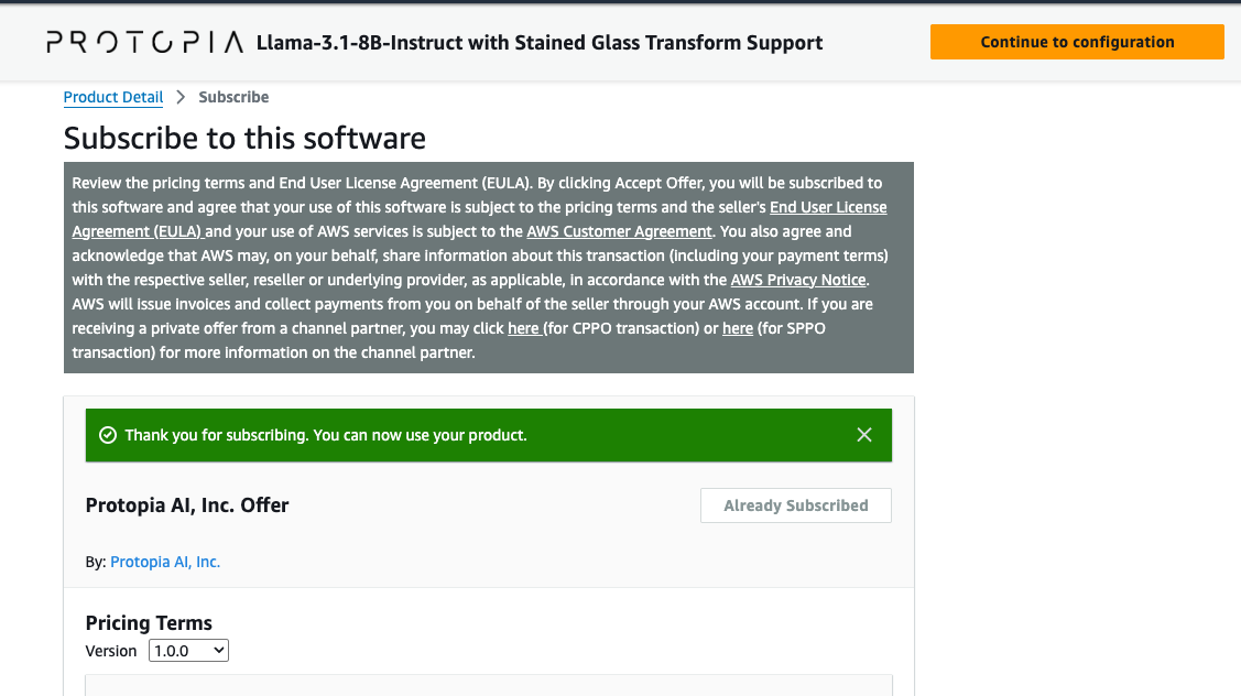 Continue to Configuration