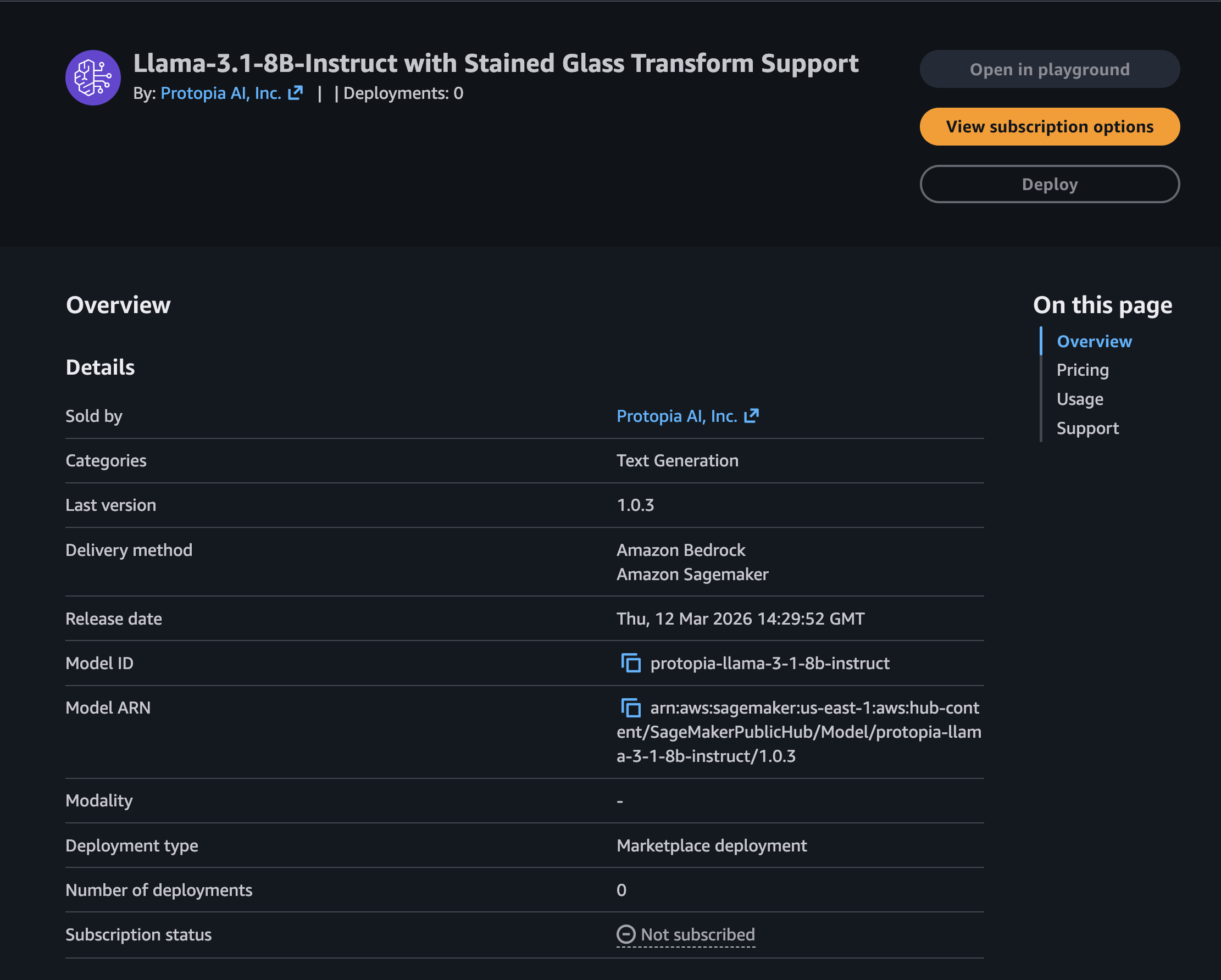 Bedrock Marketplace product page